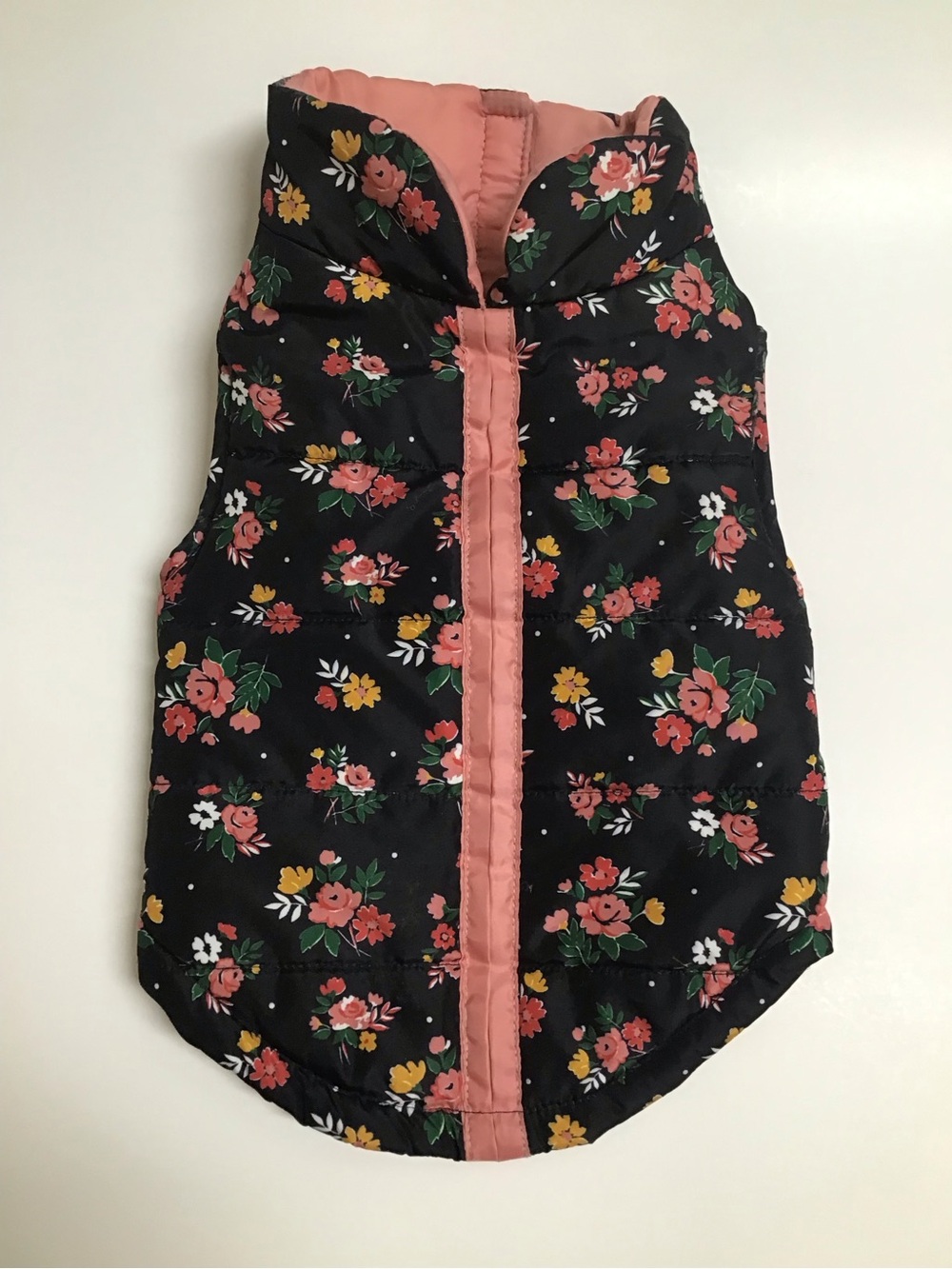 Dog Puffy Vest Quilted Floral MEDIUM Sweater Coat Dusty Rose Winter WARM NEW - Picture 6 of 10